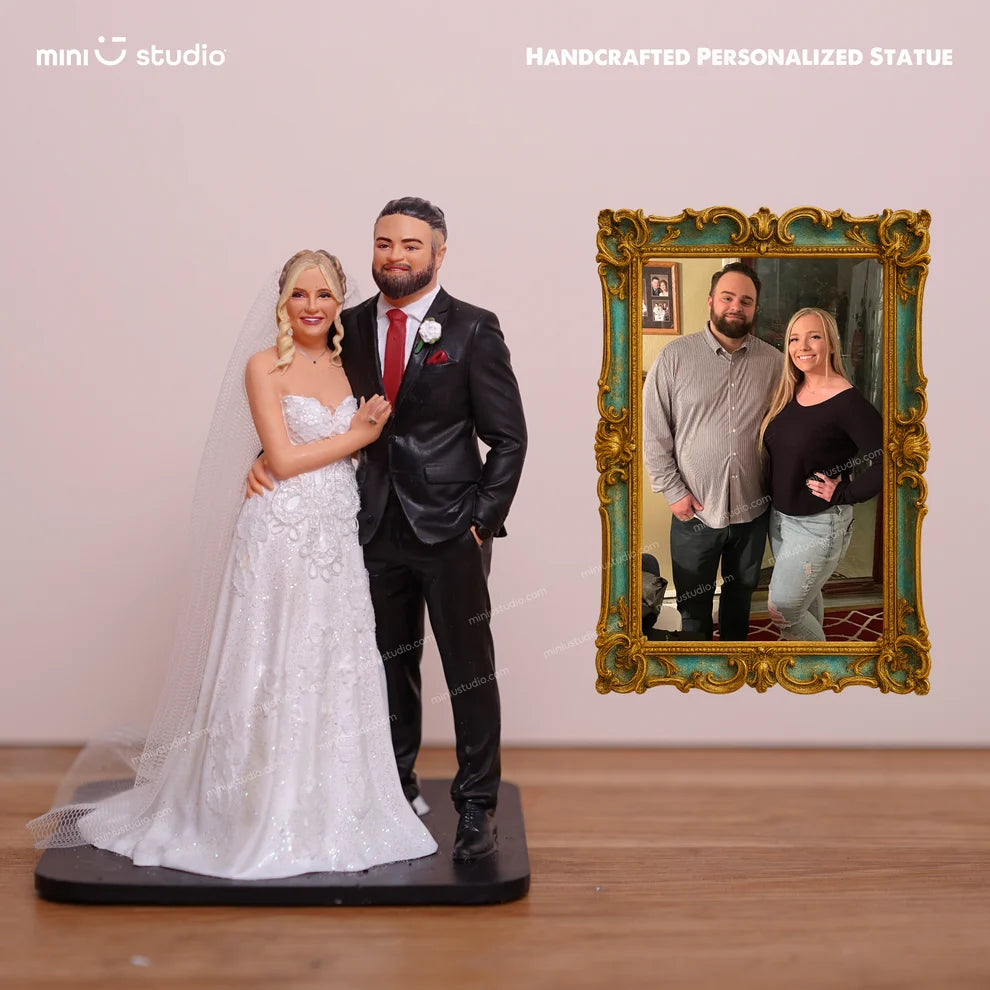 Classic Bride & Groom Wedding Figurine – Personalized Statue from Photo