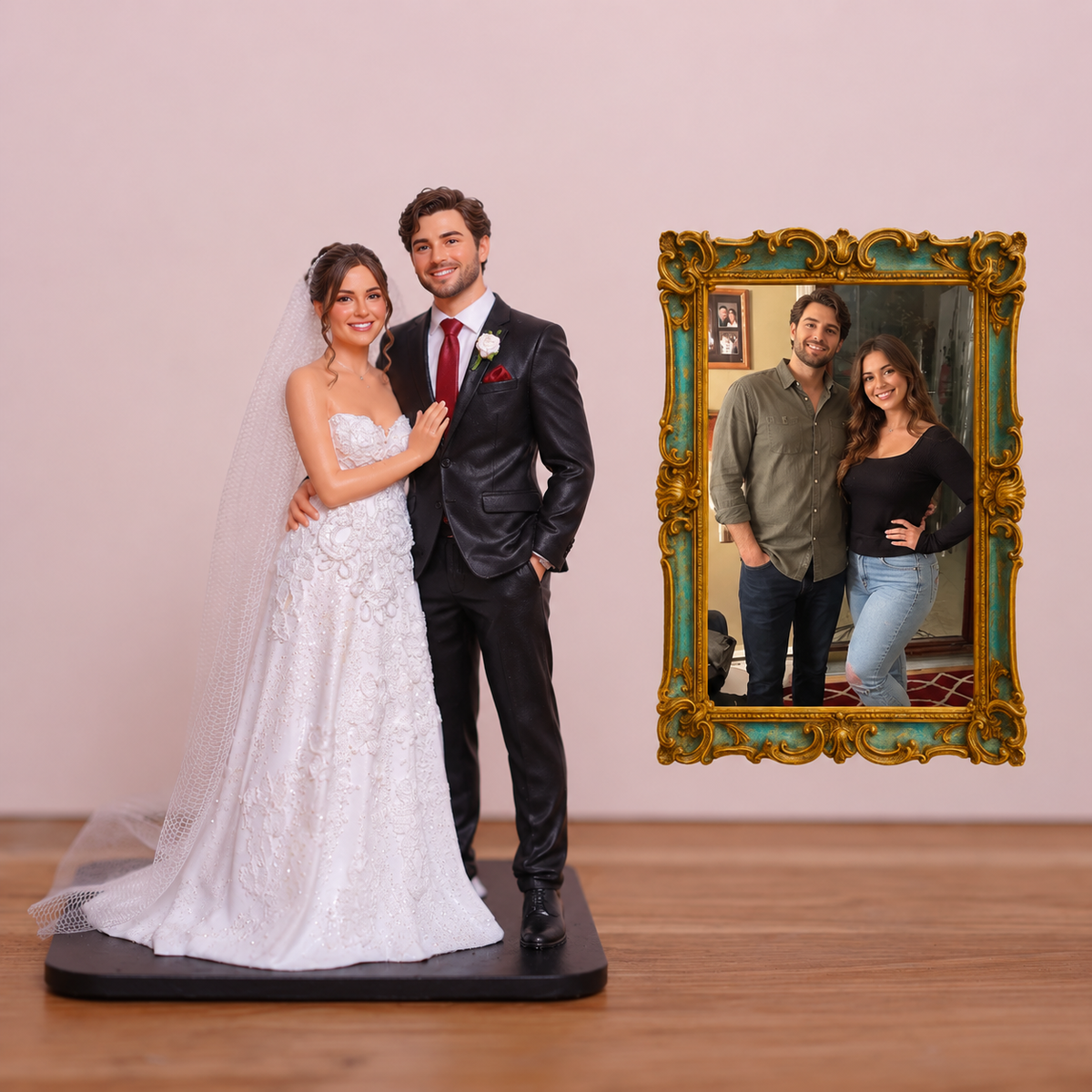 Custom Wedding Statue – Personalized Bride & Groom Figurine from Photo