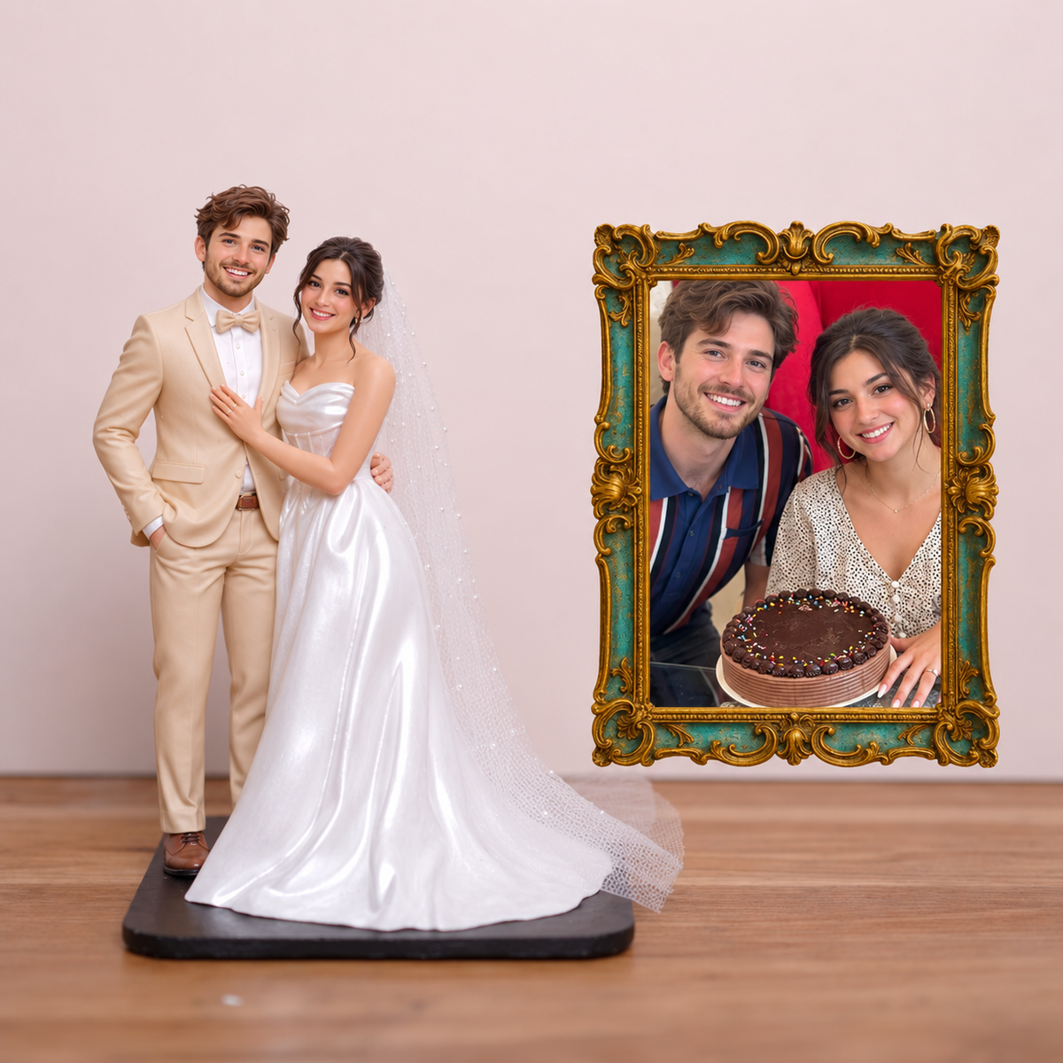 Custom Wedding Statue – Personalized Bride & Groom Figurine from Photo