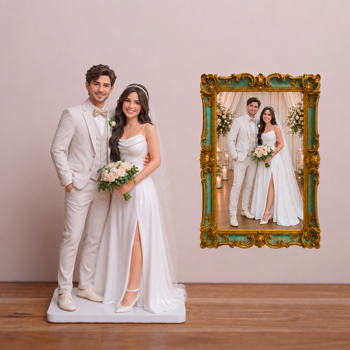 Custom Wedding Statue – Personalized Bride & Groom Figurine from Photo