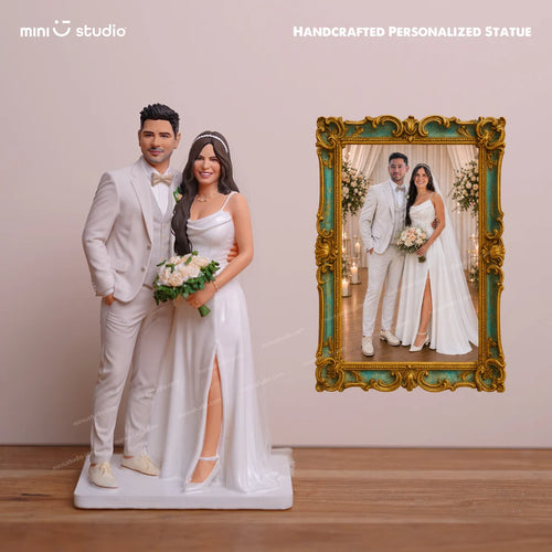 Personalized Wedding Cake Topper – Custom Bride & Groom Figurine from Photo