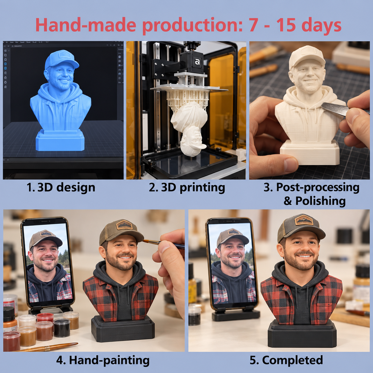 Custom Half Body Statue – Personalized 3D Portrait Bust from Photo