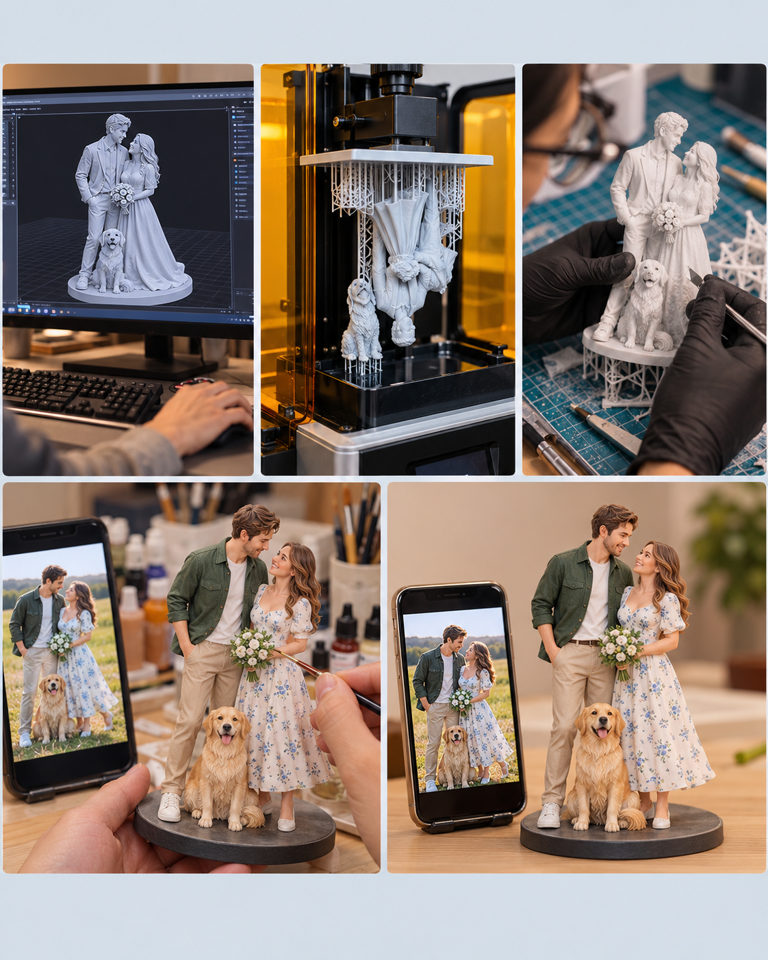 Custom Family Statue – Personalized 3D Family Figurines from Photo