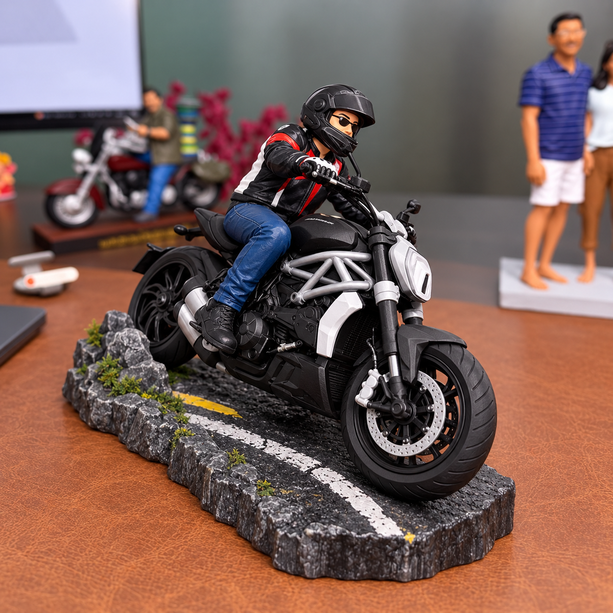 Custom Bike Statue – Personalized 3D Rider & Motorbike Miniature from Photo